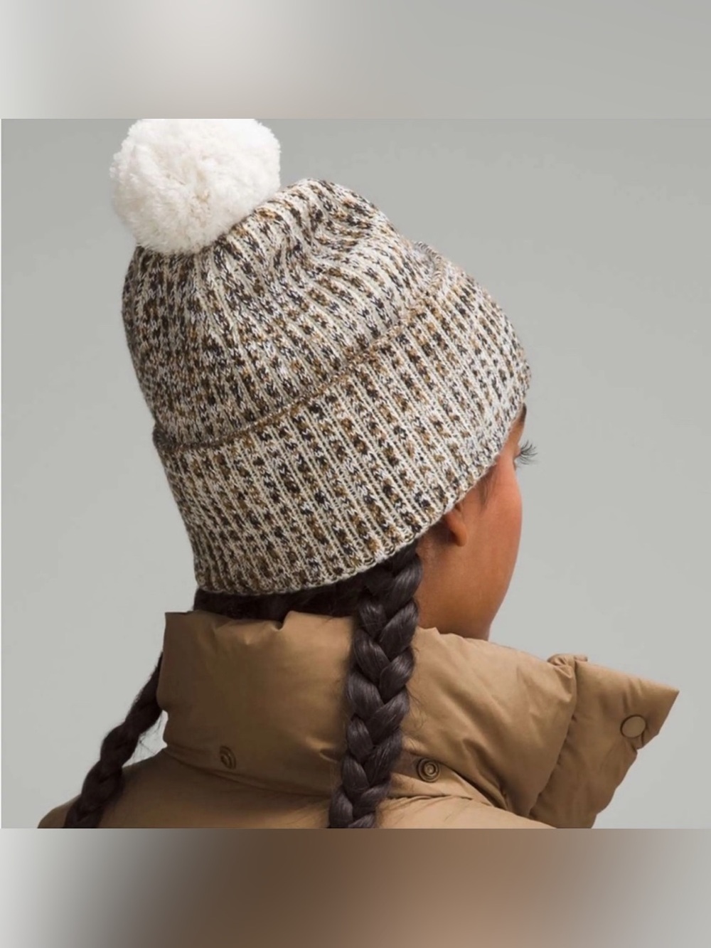 lululemon athletica Kids Pom-Pom Knit Beanie - Cream and Brown Speckle